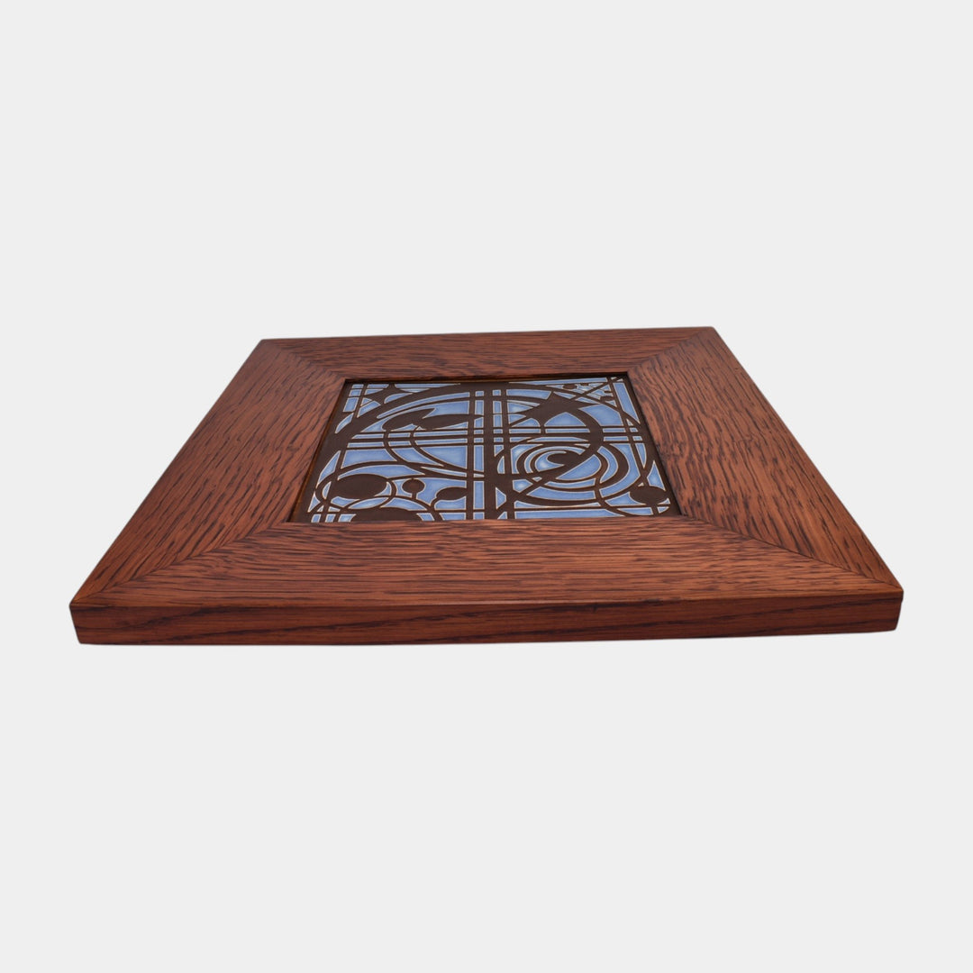 Motawi Tileworks Hand Made Art Pottery Blue And Brown Framed Montrose Tile