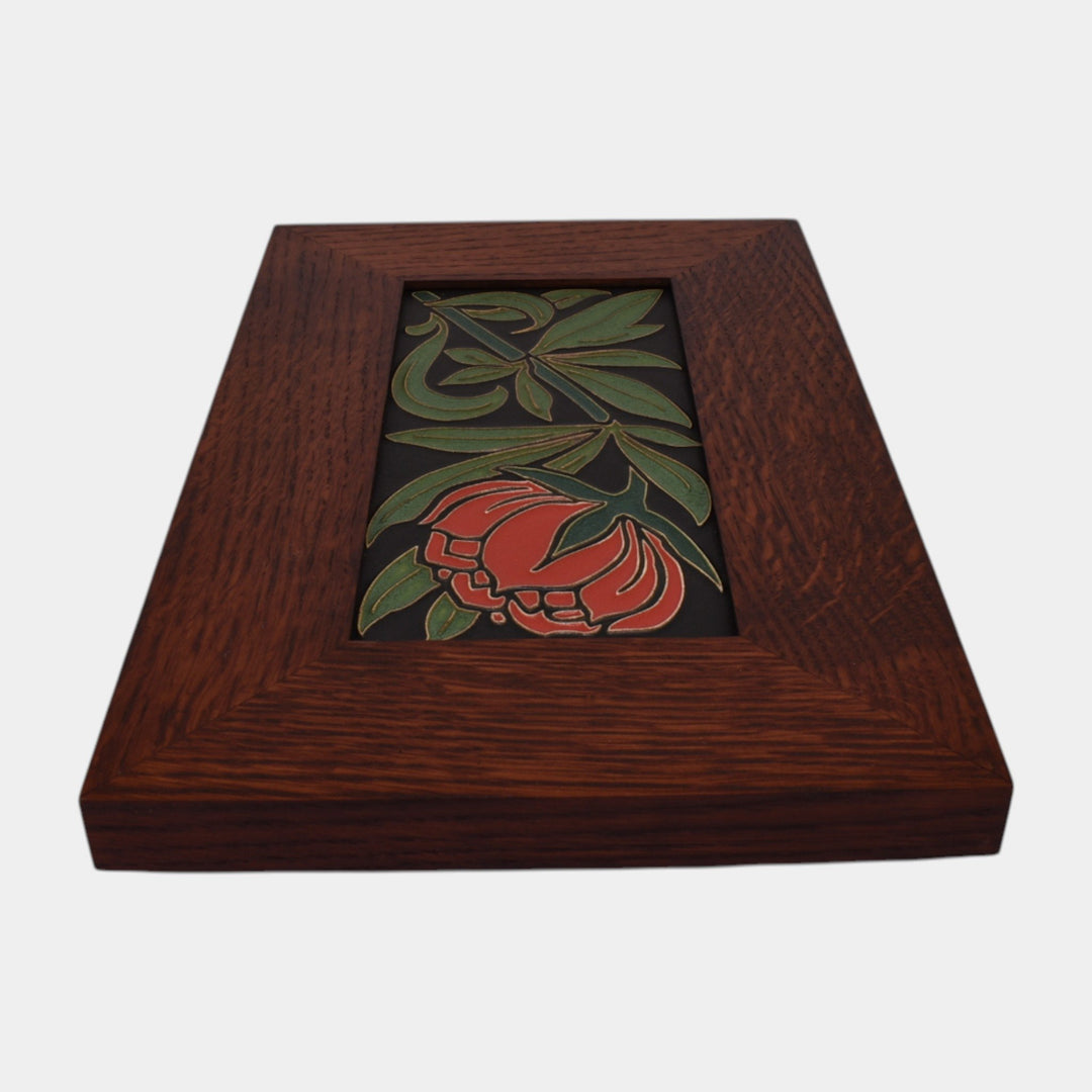 Motawi Tileworks Hand Made Art Pottery Red Peony Framed Tile