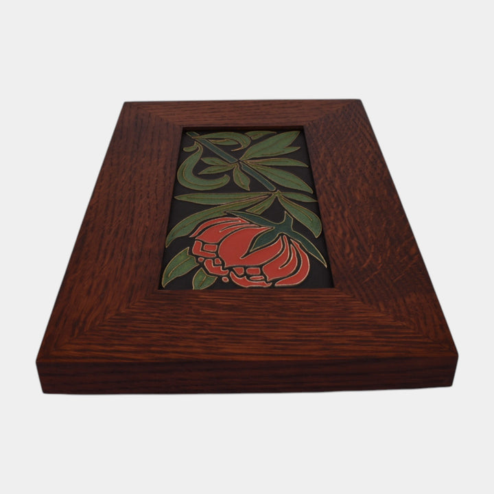 Motawi Tileworks Hand Made Art Pottery Red Peony Framed Tile