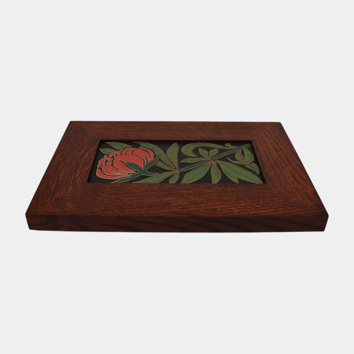 Motawi Tileworks Hand Made Art Pottery Red Peony Framed Tile