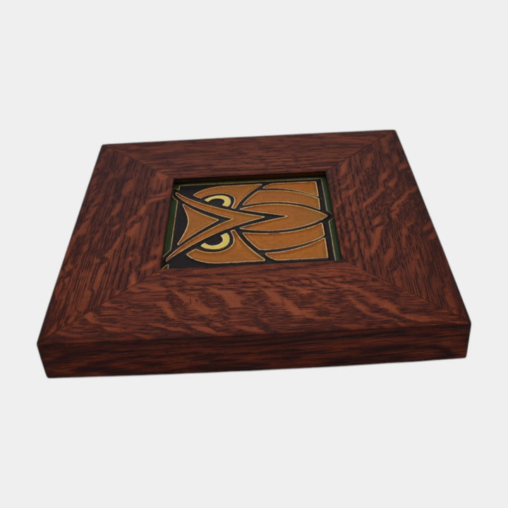 Motawi Tileworks Hand Made Art Pottery Owl Oak Framed Tile