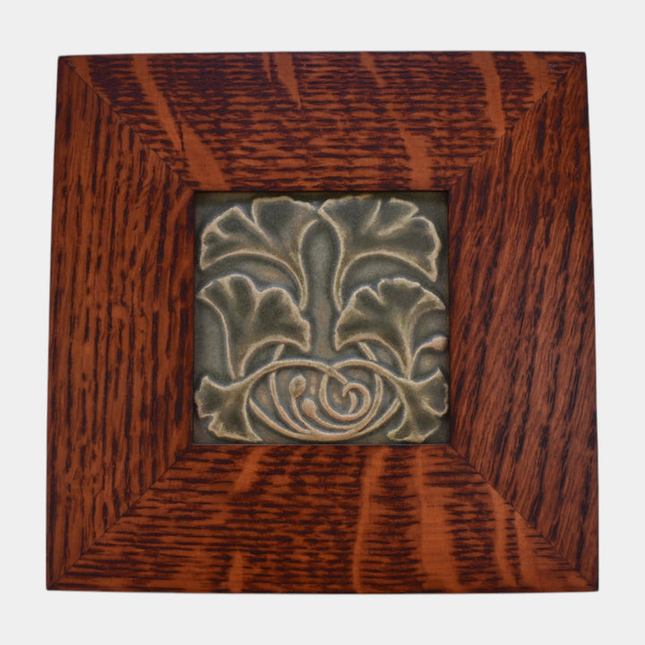 Motawi Tileworks Hand Made Art Pottery Green Ginkgo Ceramic Tile