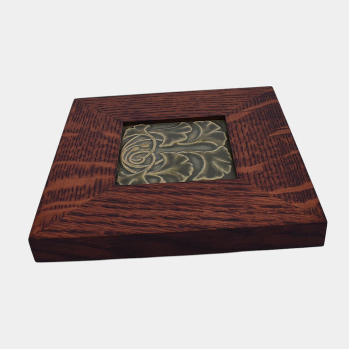 Motawi Tileworks Hand Made Art Pottery Green Ginkgo Ceramic Tile