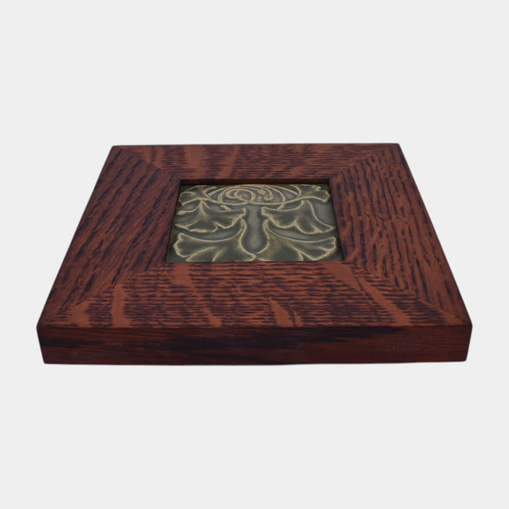 Motawi Tileworks Hand Made Art Pottery Green Ginkgo Ceramic Tile