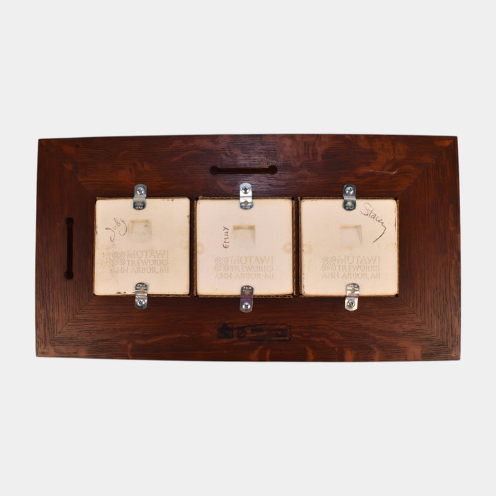 Motawi Tileworks Dragonfly, Scarab, And Bee Art Pottery Blue Teal Framed Tiles - Just Art Pottery