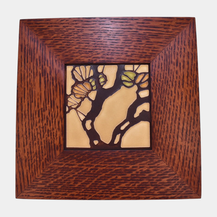 Motawi Tileworks Gamble House Brookside Yellow And Brown Tree Framed Tile - Just Art Pottery