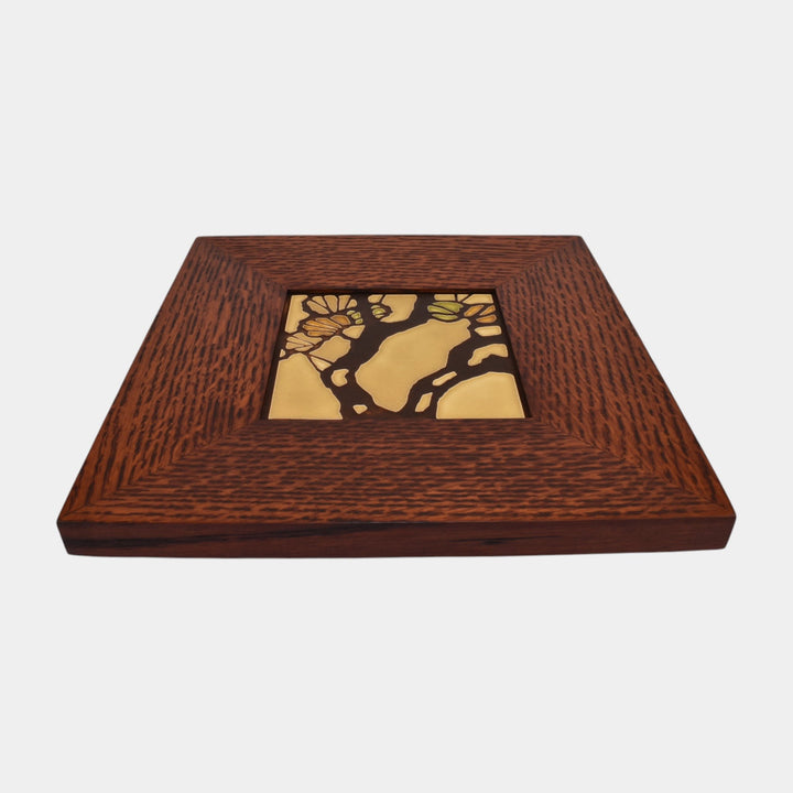Motawi Tileworks Gamble House Brookside Yellow And Brown Tree Framed Tile - Just Art Pottery