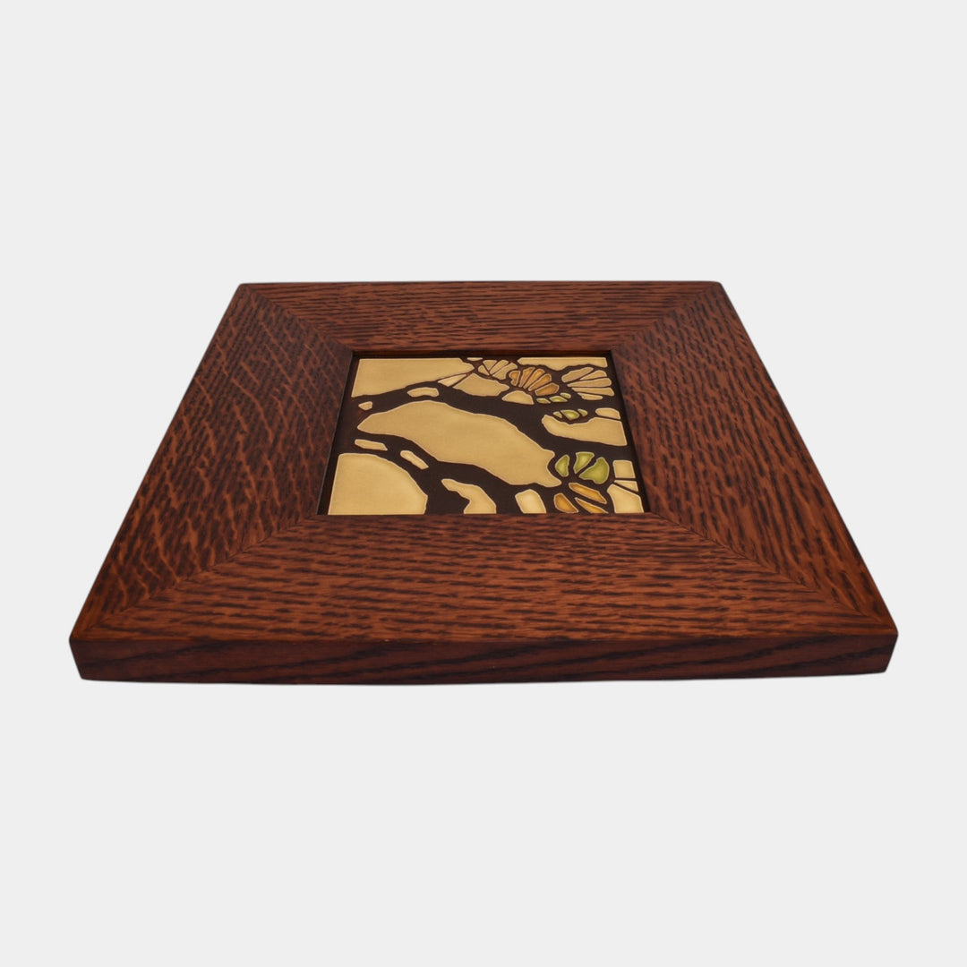 Motawi Tileworks Gamble House Brookside Yellow And Brown Tree Framed Tile - Just Art Pottery