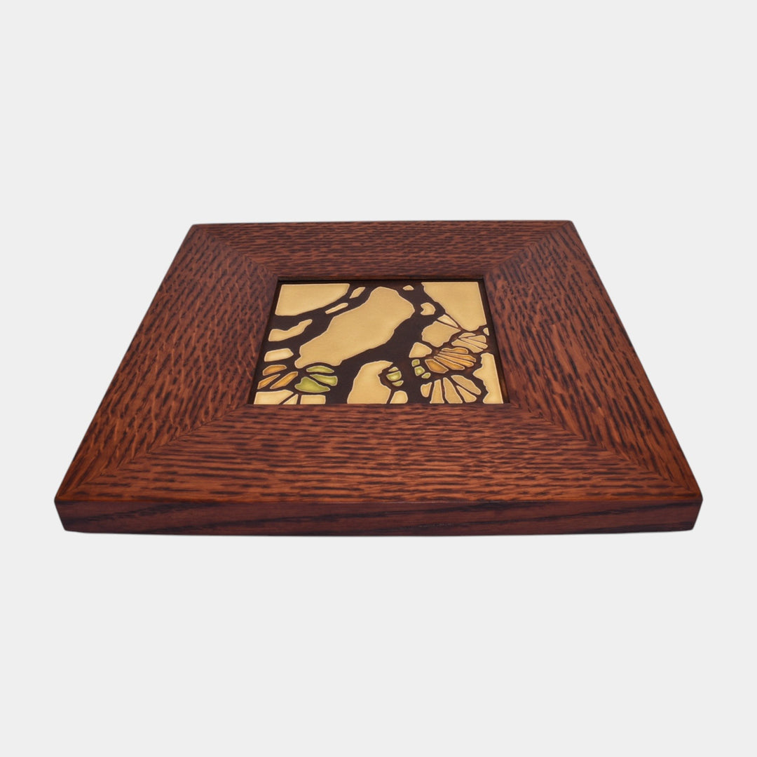Motawi Tileworks Gamble House Brookside Yellow And Brown Tree Framed Tile - Just Art Pottery