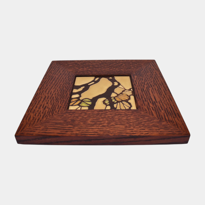 Motawi Tileworks Gamble House Brookside Yellow And Brown Tree Framed Tile - Just Art Pottery