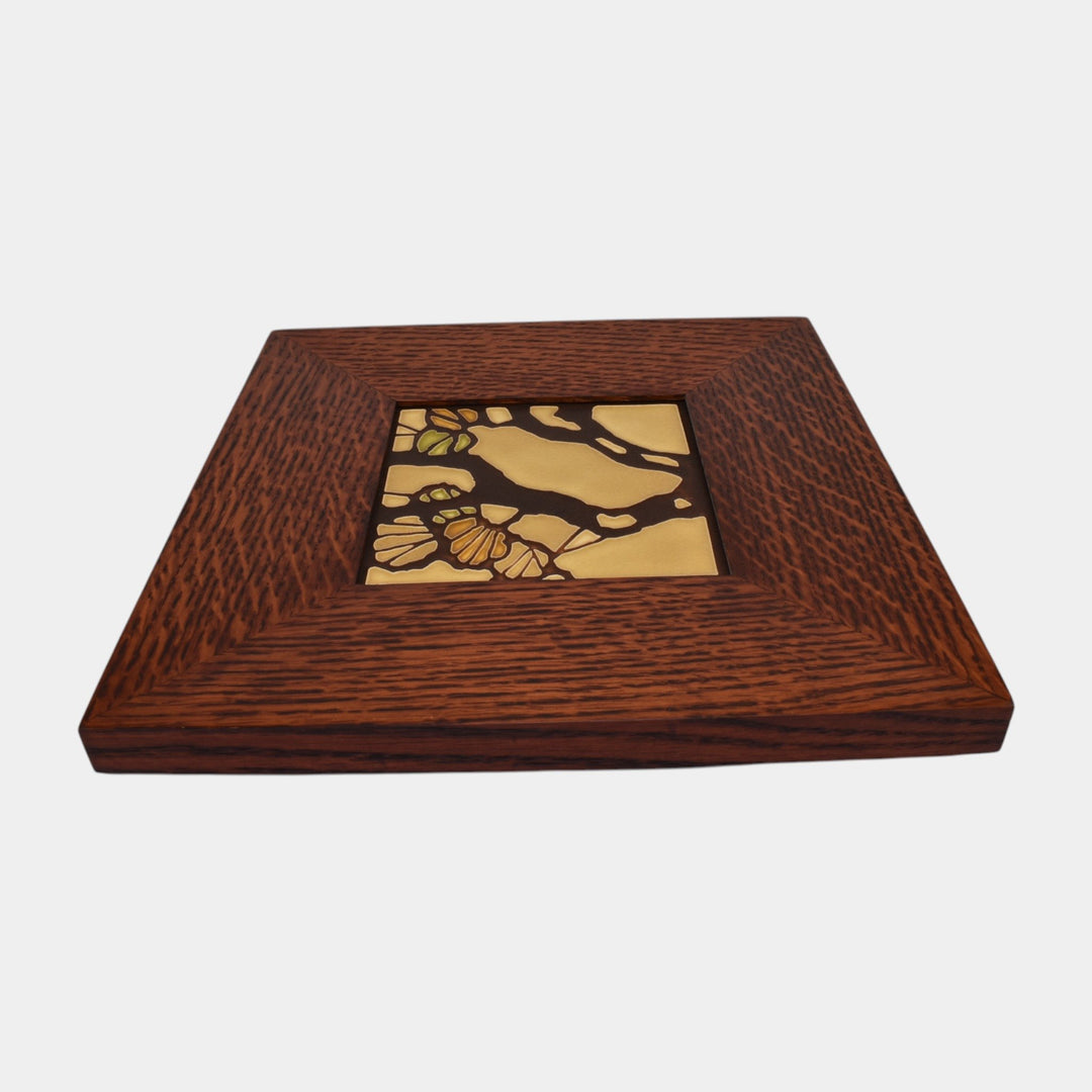 Motawi Tileworks Gamble House Brookside Yellow And Brown Tree Framed Tile - Just Art Pottery