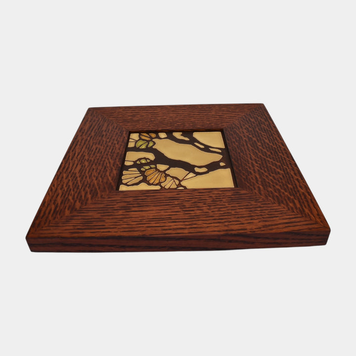 Motawi Tileworks Gamble House Brookside Yellow And Brown Tree Framed Tile - Just Art Pottery