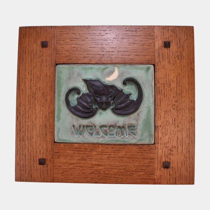 Ravenstone Tiles Vintage Art Pottery Bat Ceramic Framed Tile