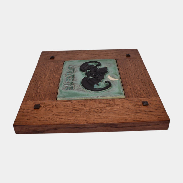 Ravenstone Tiles Vintage Art Pottery Bat Ceramic Framed Tile