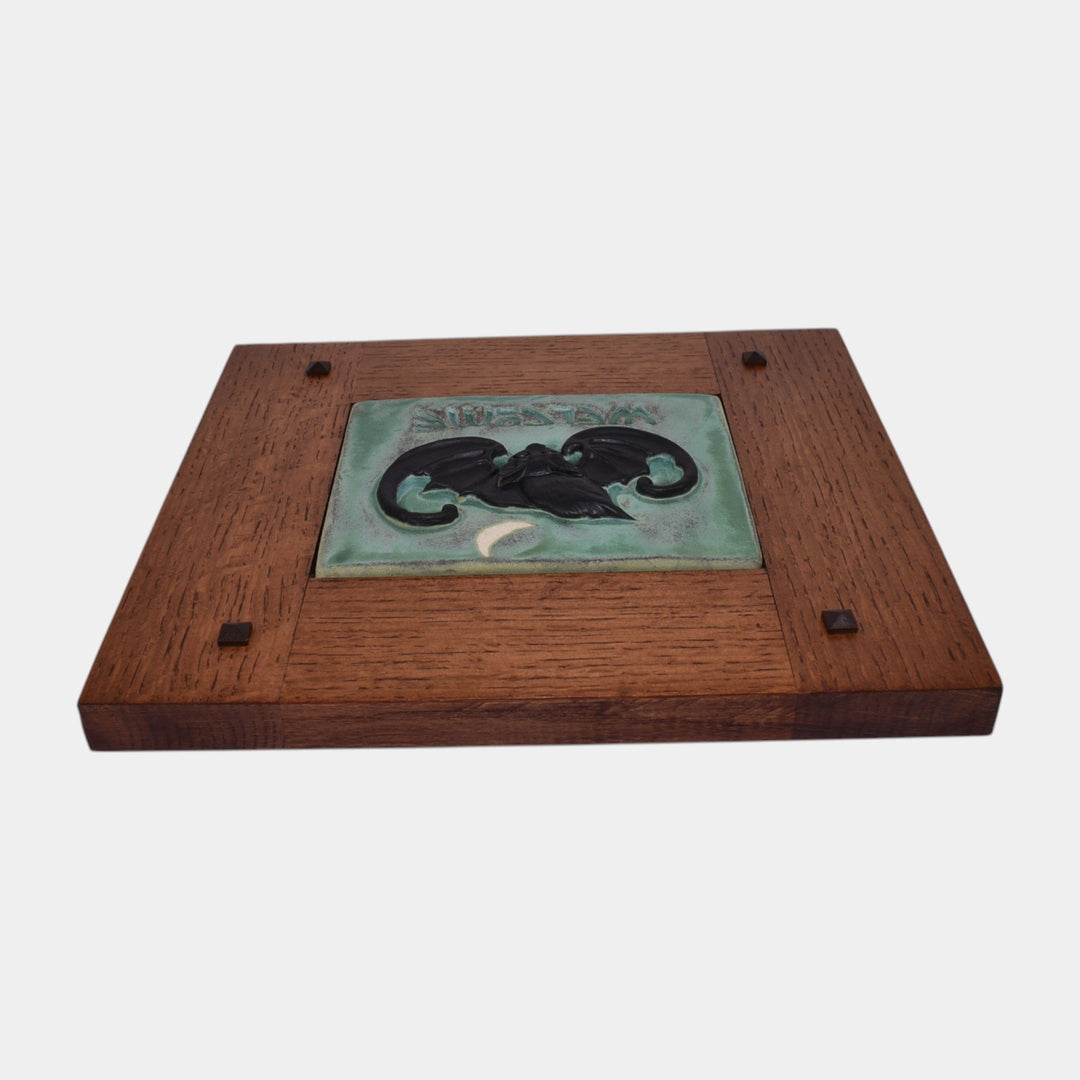 Ravenstone Tiles Vintage Art Pottery Bat Ceramic Framed Tile