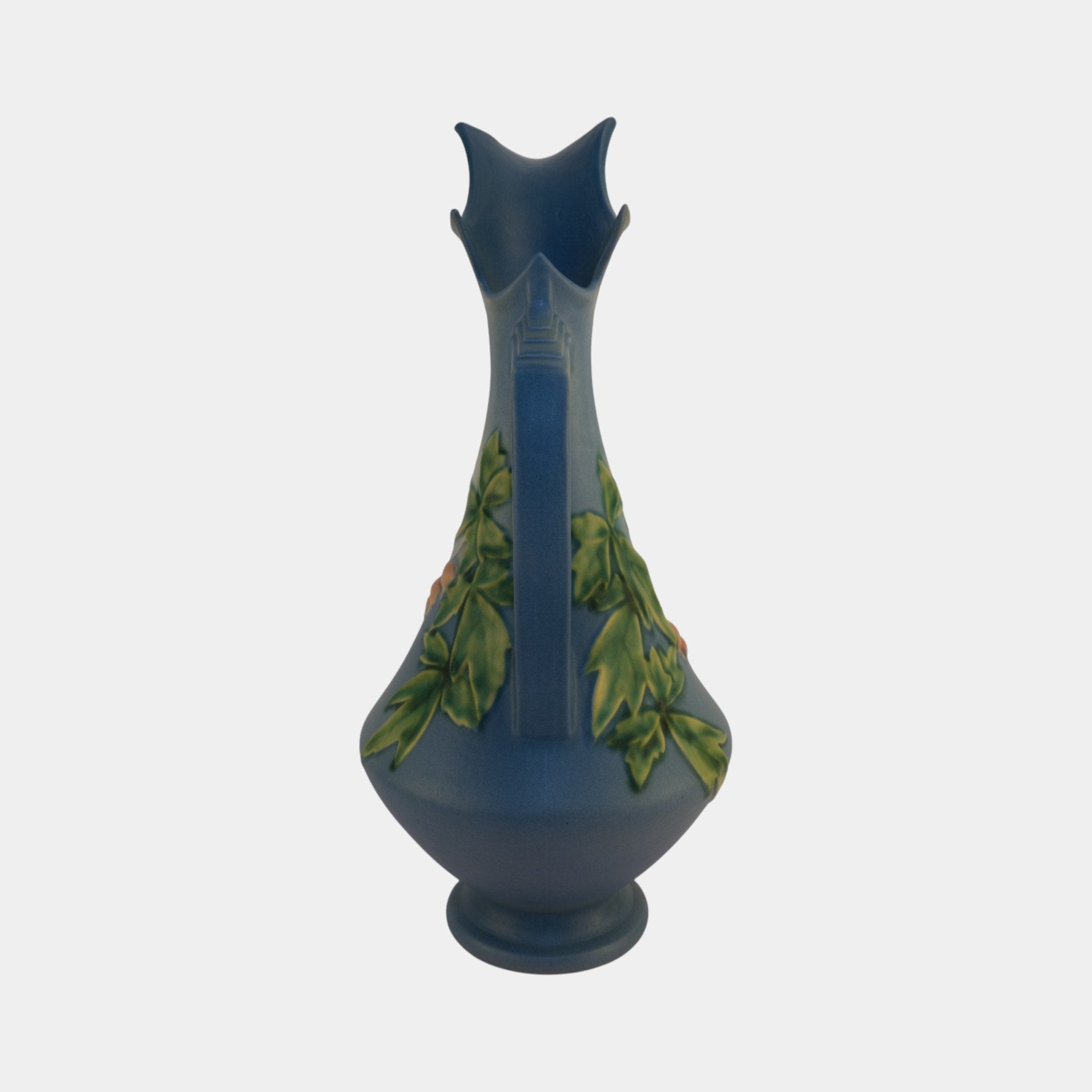 Roseville Bleeding Heart Blue Vintage Pottery Tall Ceramic Ewer