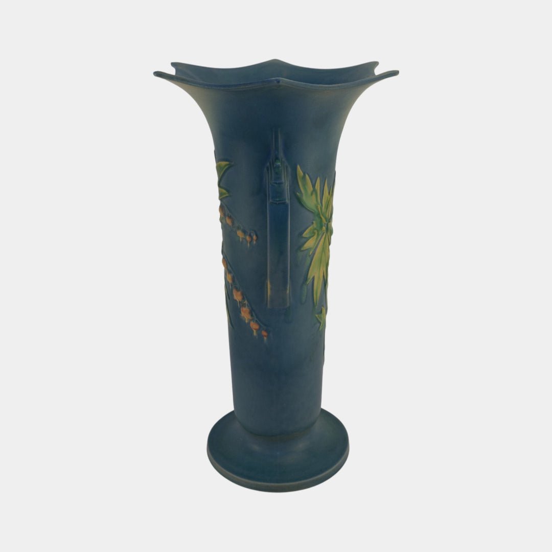 Roseville Bleeding Heart Blue Vintage Pottery Large Ceramic Floor Vase 977-18