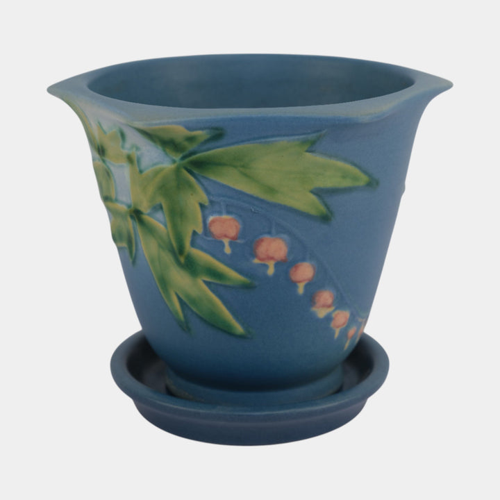 Roseville Bleeding Heart Blue Vintage Art Pottery Ceramic Planter 652-5