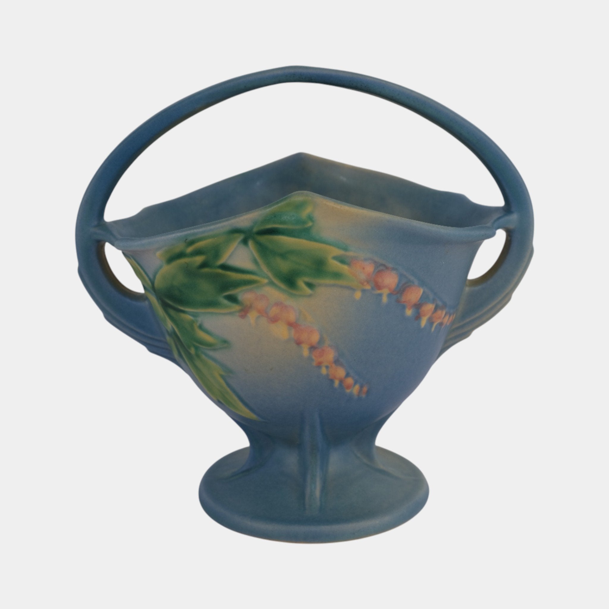 ポートメリオンジュピター　ブルー　ヴィンテージ　ポット　蓋なし　ピッチャー型花器 Roseville Bleeding Heart Blue 1940 Vintage Art Deco Pottery Basket