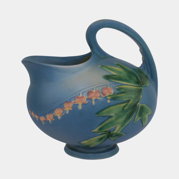 Roseville Bleeding Heart Blue 1940 Vintage Art Pottery Ceramic Pitcher 1323
