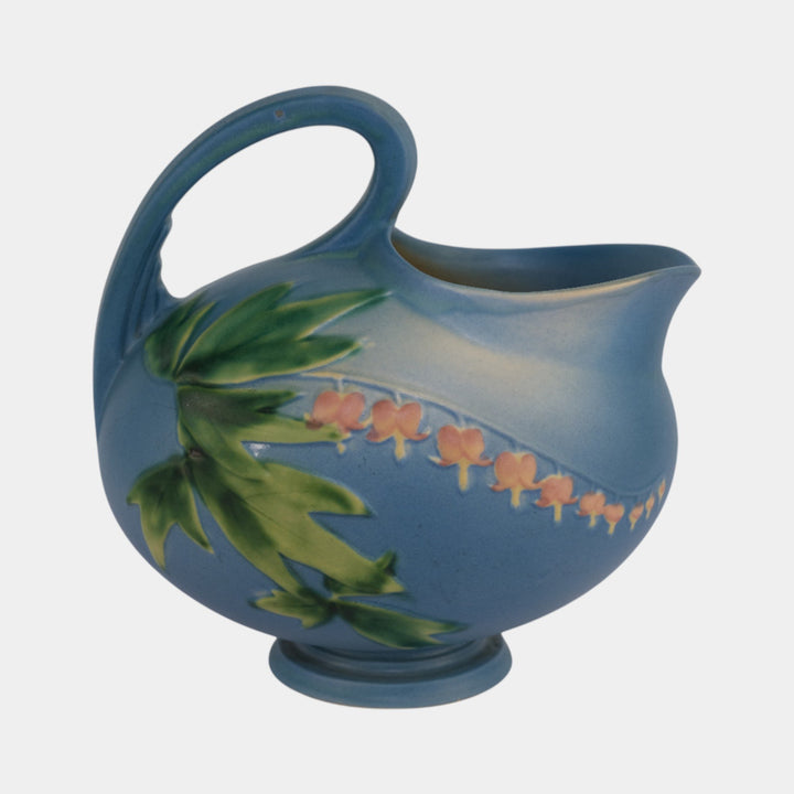 Roseville Bleeding Heart Blue 1940 Vintage Art Pottery Ceramic Pitcher 1323