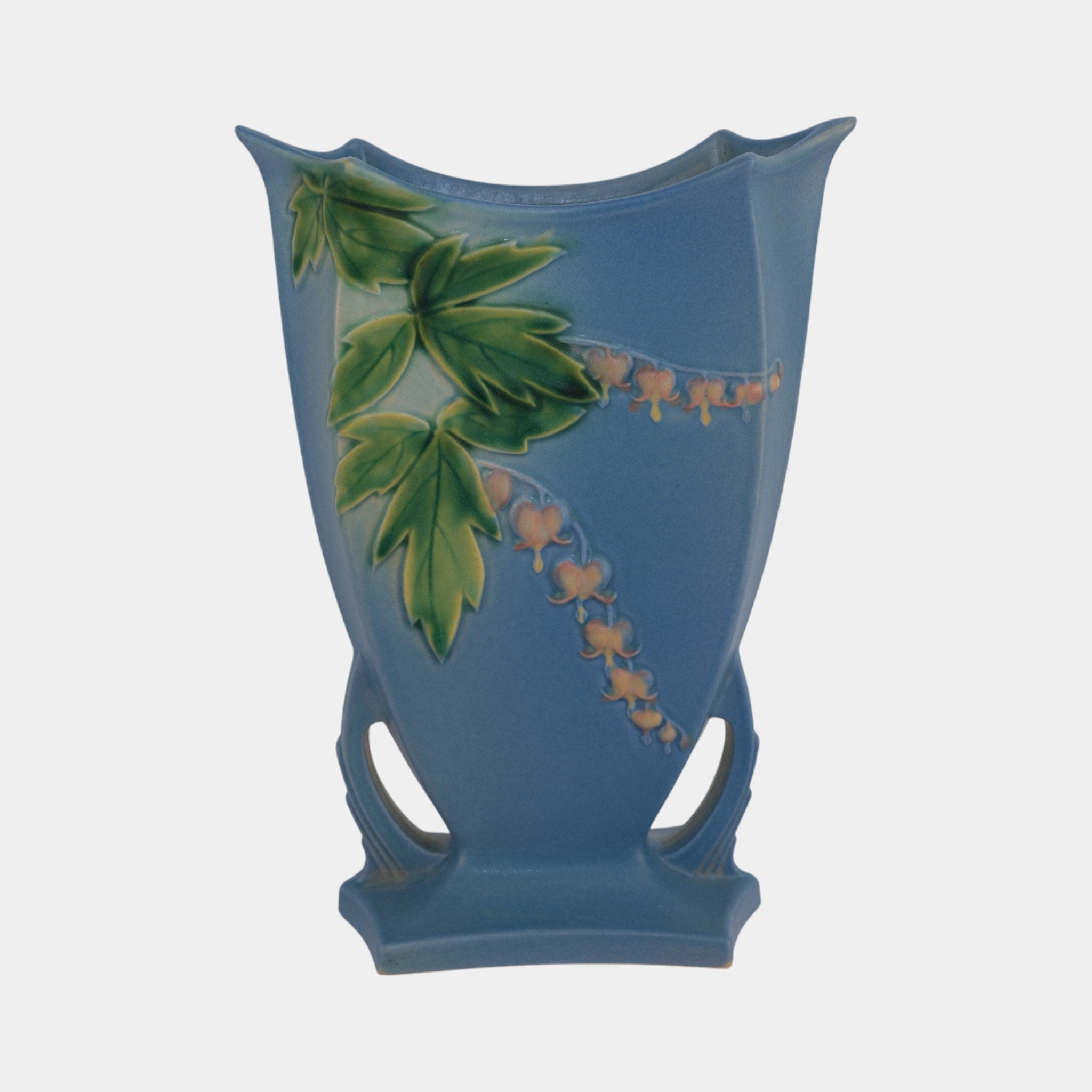 Roseville Bleeding Heart Blue 1940 Vintage Art Pottery Ceramic