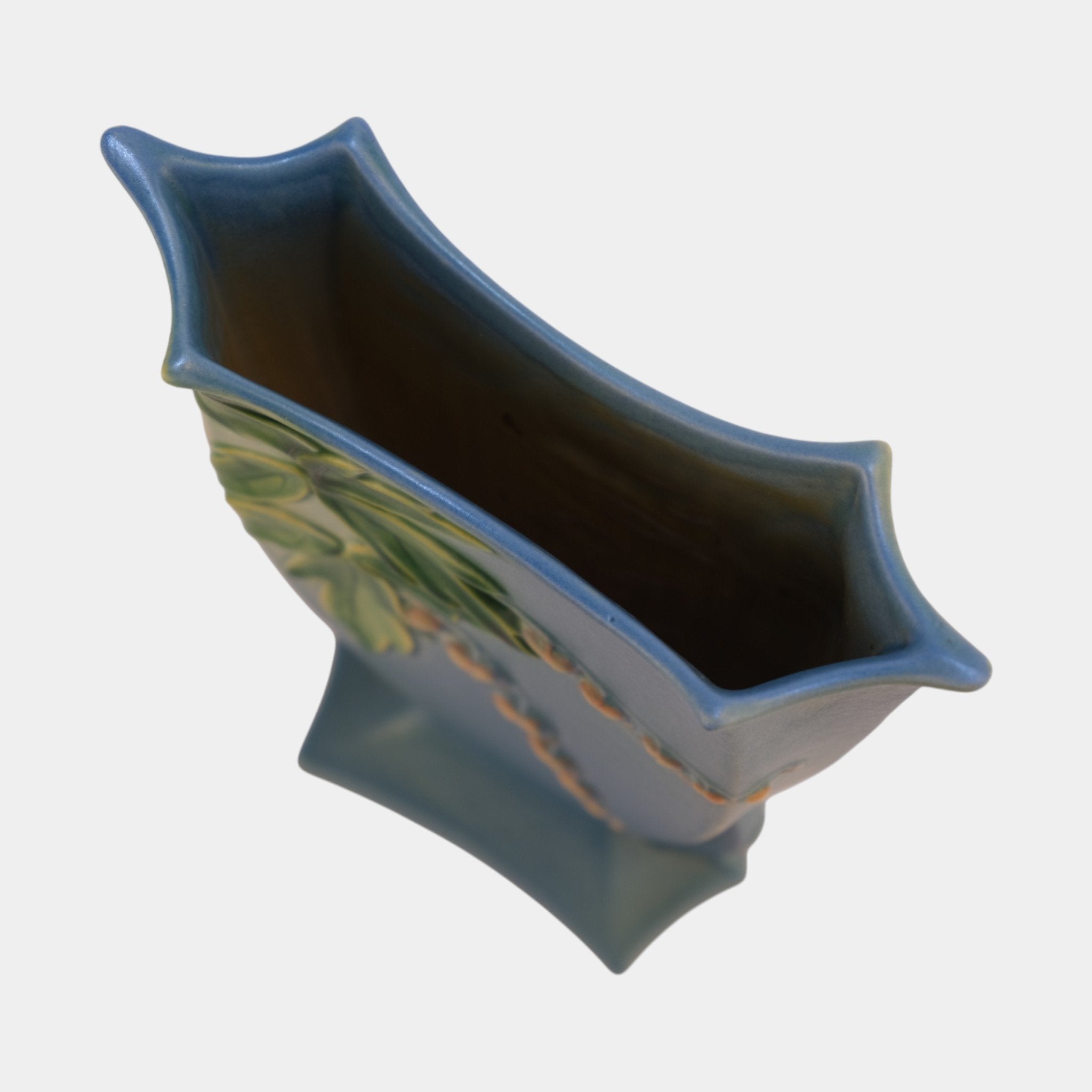 Roseville Bleeding Heart Blue 1940 Vintage Art Pottery Ceramic