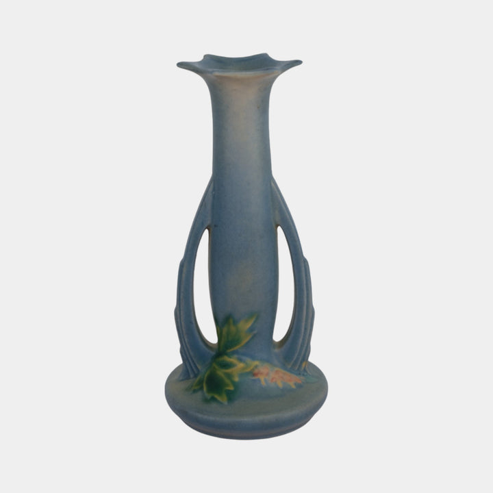 Roseville Bleeding Heart Blue 1940 Vintage Art Pottery Ceramic Vase 967-7