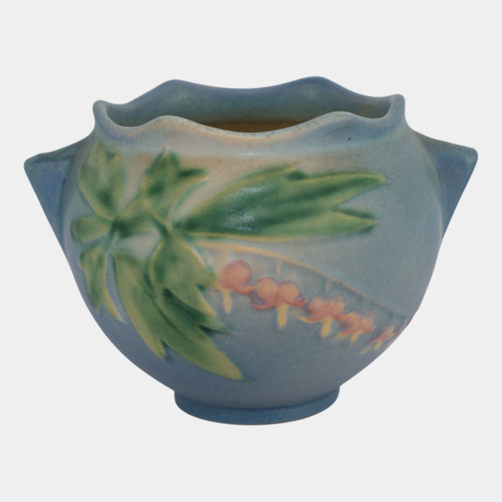Roseville Bleeding Heart Blue 1940 Vintage Art Pottery Ceramic