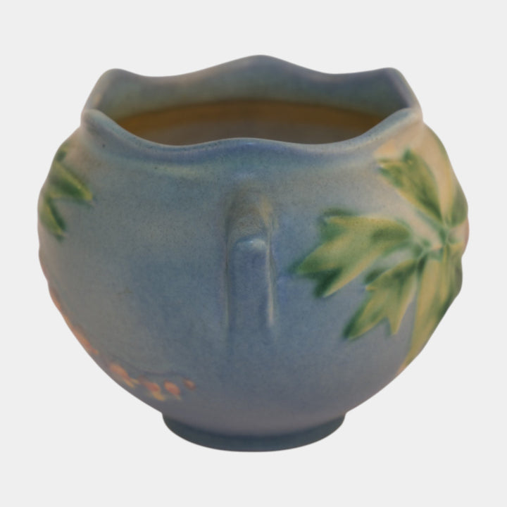 Roseville Bleeding Heart Blue 1940 Vintage Art Pottery Ceramic Vase 651-3