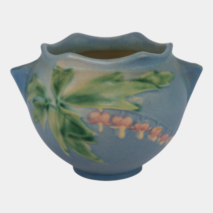Roseville Bleeding Heart Blue 1940 Vintage Art Pottery Ceramic Vase 651-3