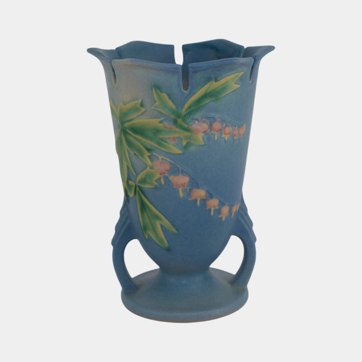 Roseville Bleeding Heart Blue 1940 Vintage Art Pottery Ceramic Vase 964-6 - Just Art Pottery