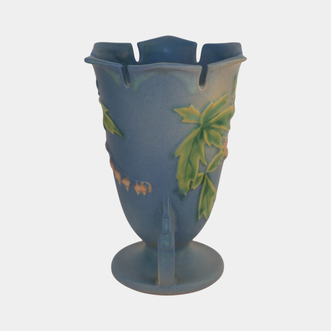 Roseville Bleeding Heart Blue 1940 Vintage Art Pottery Ceramic Vase 964-6 - Just Art Pottery