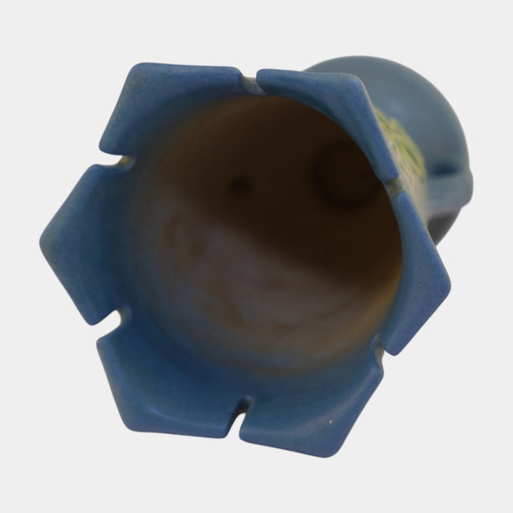 Roseville Bleeding Heart Blue 1940 Vintage Art Pottery Ceramic Vase 964-6 - Just Art Pottery