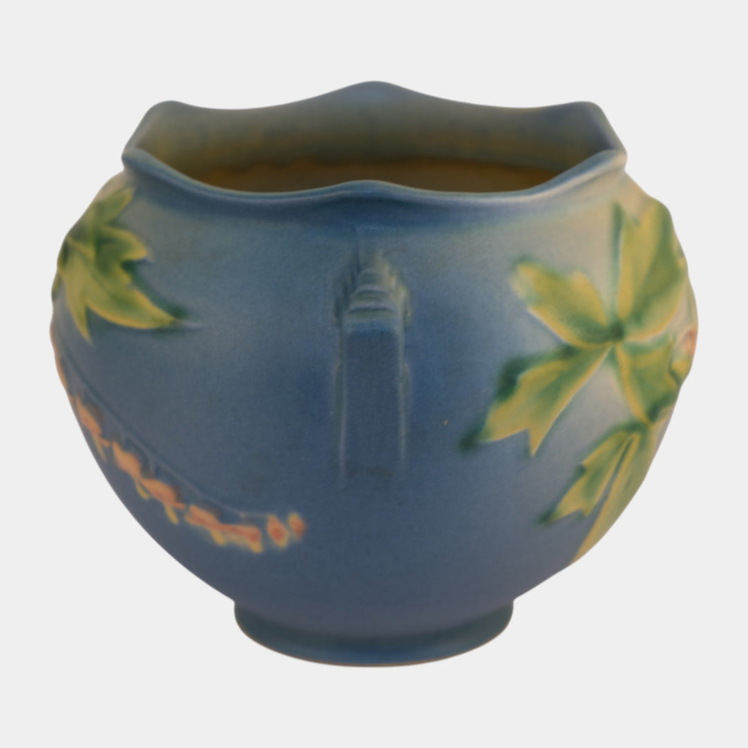 Roseville Bleeding Heart Blue 1940 Vintage Art Pottery Ceramic Vase 651-4