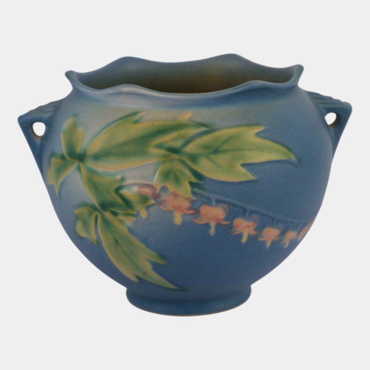 Roseville Bleeding Heart Blue 1940 Vintage Art Pottery Ceramic Vase 651-4
