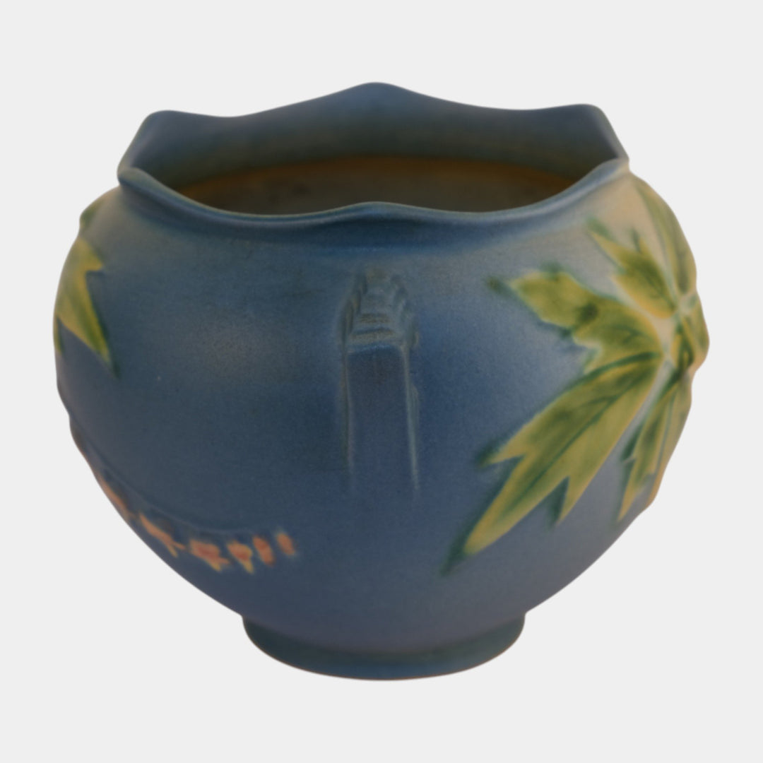 Roseville Bleeding Heart Blue 1940 Vintage Art Pottery Ceramic Vase 651-4