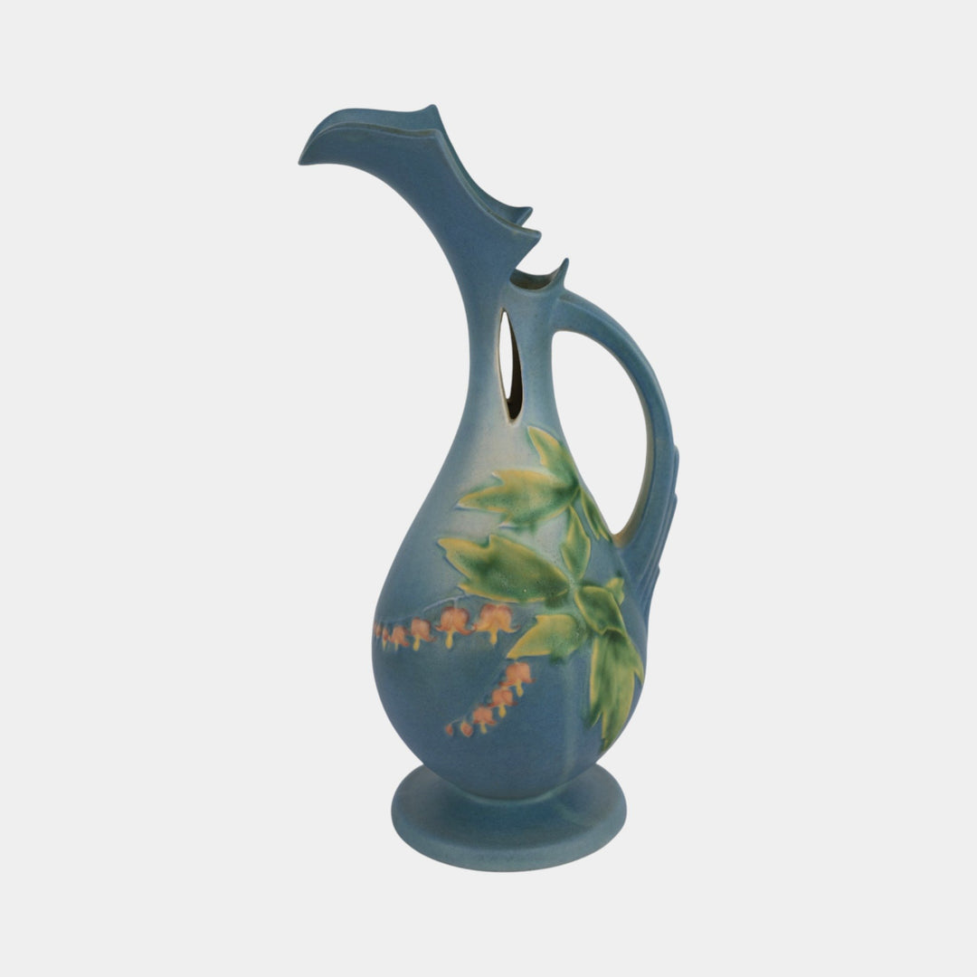 Roseville Bleeding Heart Blue 1940 Vintage Art Pottery CEwer 972-10