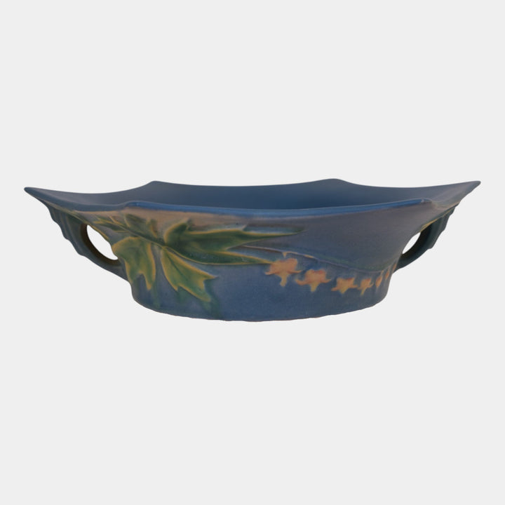 Roseville Bleeding Heart Blue 1940 Vintage Art Pottery Ceramic Bowl 380-8