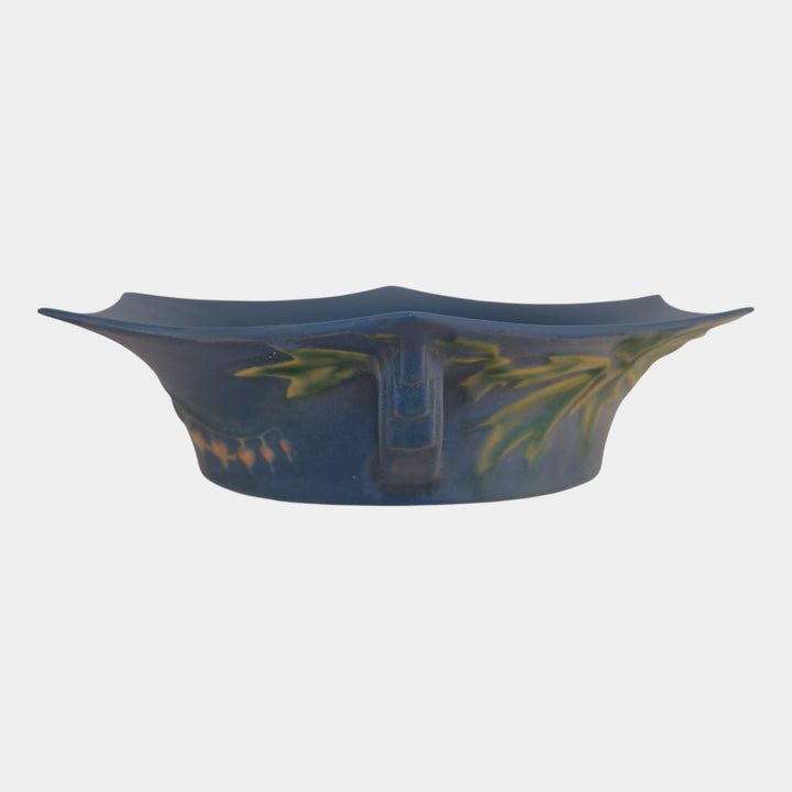 Roseville Bleeding Heart Blue 1940 Vintage Art Pottery Ceramic Bowl 380-8