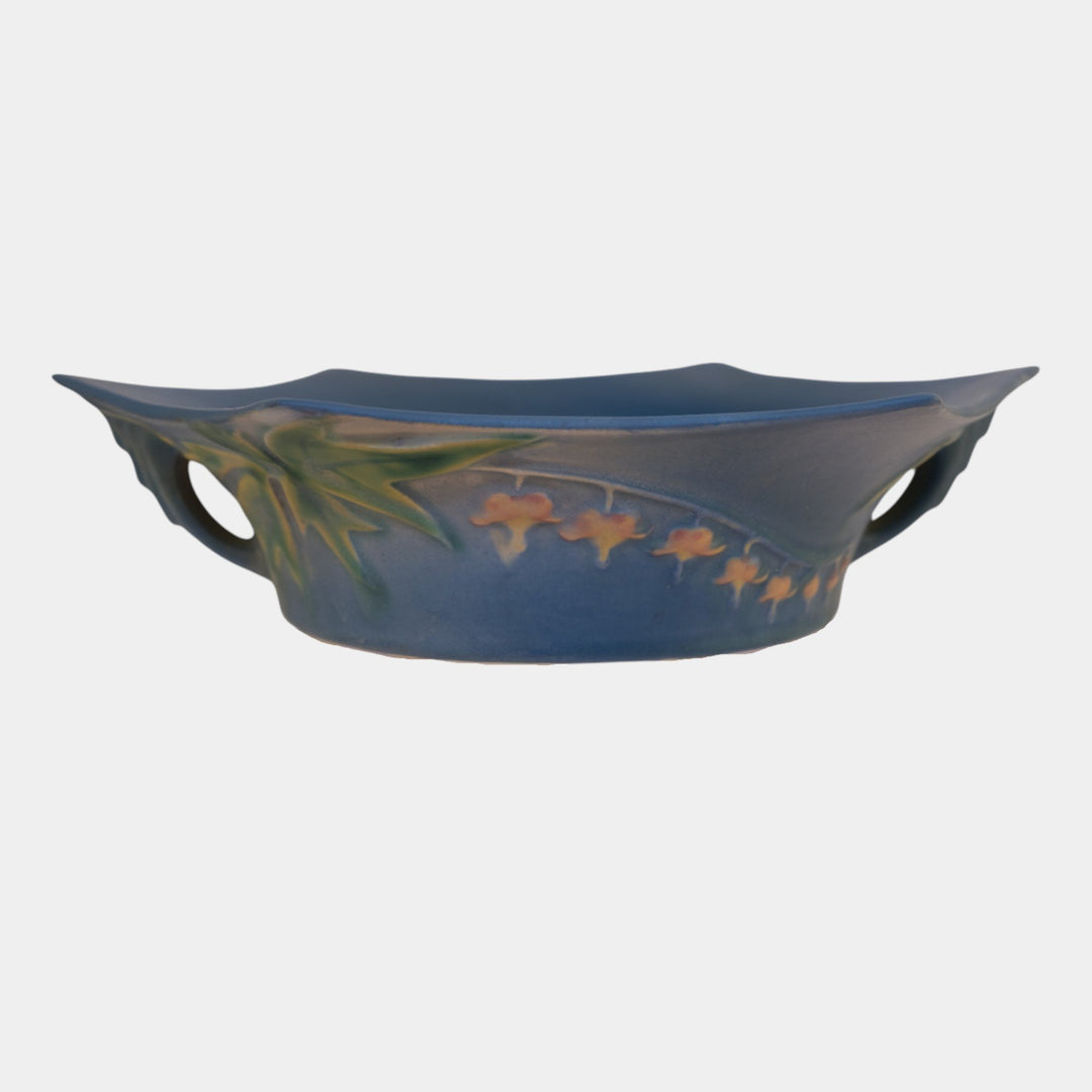 Roseville Bleeding Heart Blue 1940 Vintage Art Pottery Ceramic Bowl 380-8
