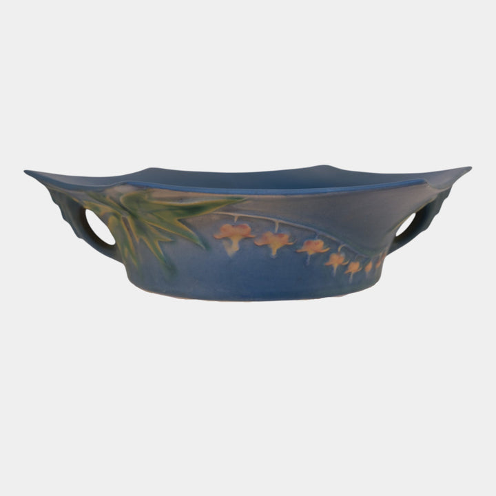 Roseville Bleeding Heart Blue 1940 Vintage Art Pottery Ceramic Bowl 380-8