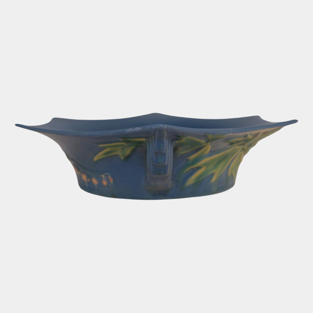 Roseville Bleeding Heart Blue 1940 Vintage Art Pottery Ceramic Bowl 380-8