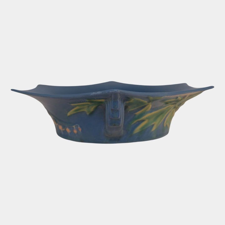 Roseville Bleeding Heart Blue 1940 Vintage Art Pottery Ceramic Bowl 380-8
