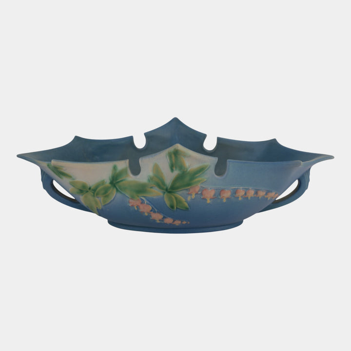 Roseville Bleeding Heart Blue 1940 Vintage Art Pottery Ceramic Large Bowl 384-14