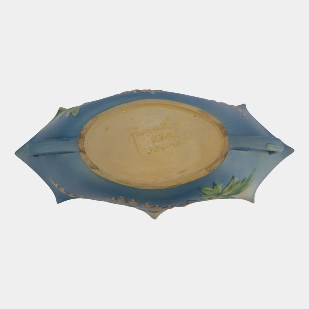 Roseville Bleeding Heart Blue 1940 Vintage Art Pottery Ceramic Large Bowl 384-14