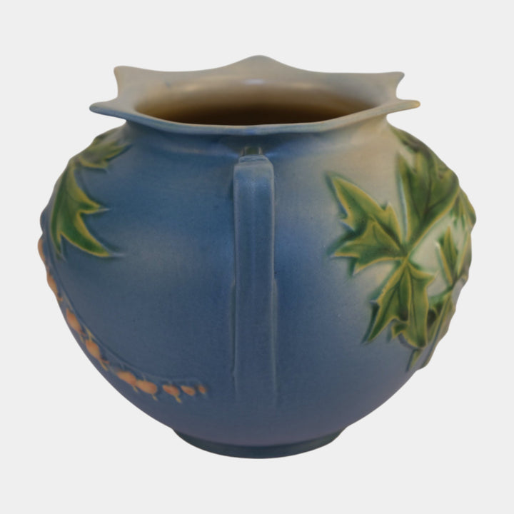 Roseville Bleeding Heart Blue 1940 Vintage Art Pottery Ceramic Vase 378-6
