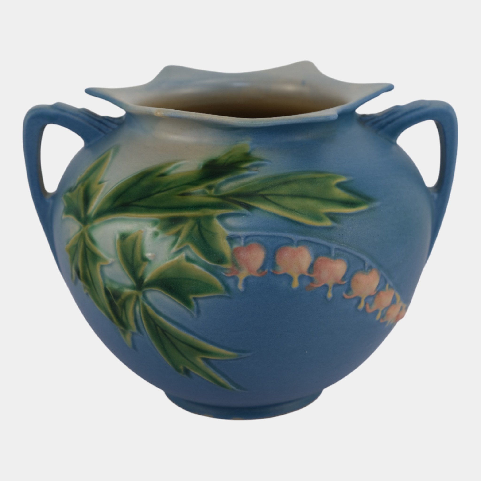 Roseville Bleeding Heart Blue 1940 Vintage Art Pottery Ceramic