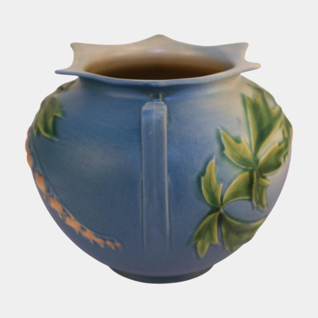 Roseville Bleeding Heart Blue 1940 Vintage Art Pottery Ceramic Vase 378-6