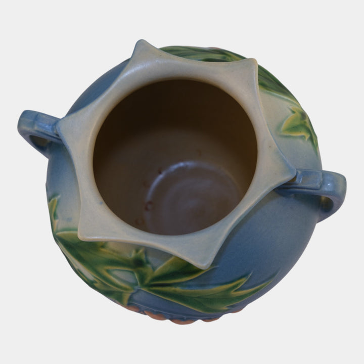 Roseville Bleeding Heart Blue 1940 Vintage Art Pottery Ceramic Vase 378-6